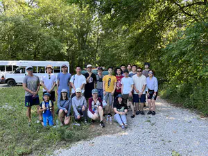 Group picture before kayaking at Wildcat Creek, IN