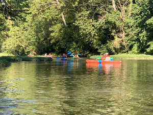 Group kayaking at Wildcat Creek, IN