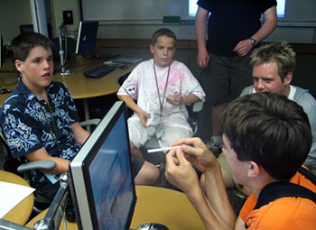 Campers discuss job opportunities with a Computer Science degree