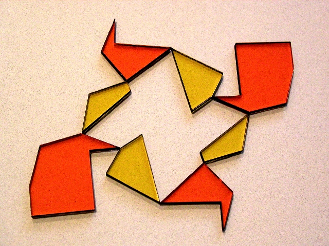 hexagon-to-Greek-cross assemblage