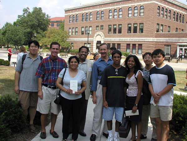 Professor Bhargava with family and students