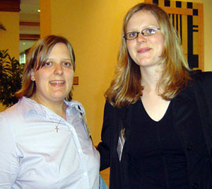 CS alumnae Jodie Boyer (Ph.D. studnet at Univ. of Illinois Champaign-Urbana) and Erika Shehan (Ph.D. student at Georgia Institute of Technology)