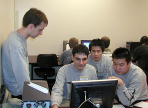 The Purdue Team works at the pre-contest practice session.