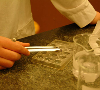 A student conducts a lab experiment for a Science Olympiad competition.