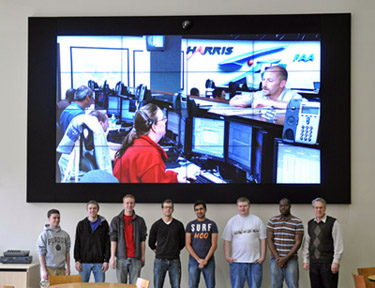 Students in front of the new video wall