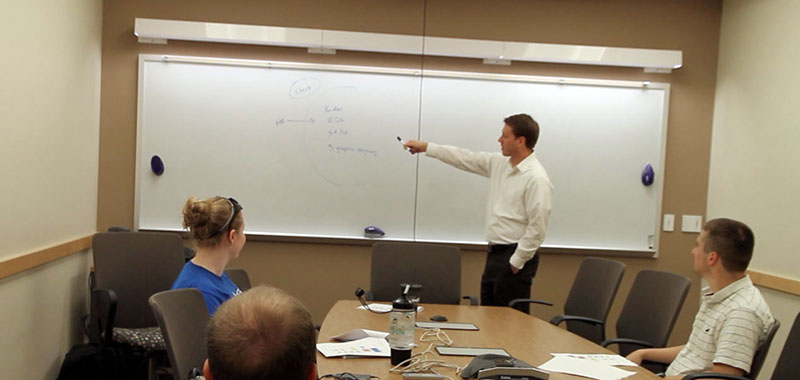 Ativio President/CEO Chris Riester works with the Purdue class