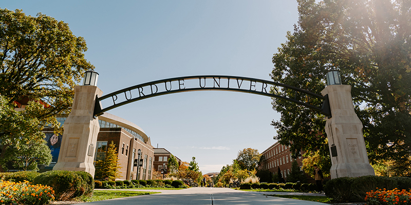 Purdue University Arch at University and Stadium street intersection