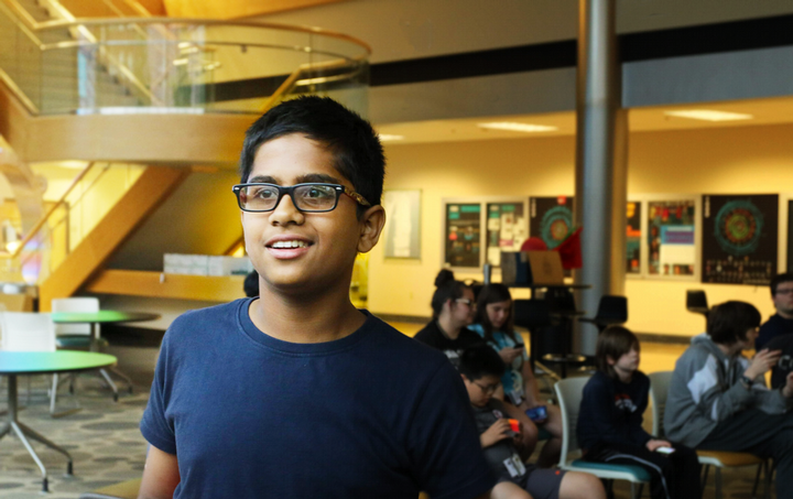 Student in the Lawson Commons