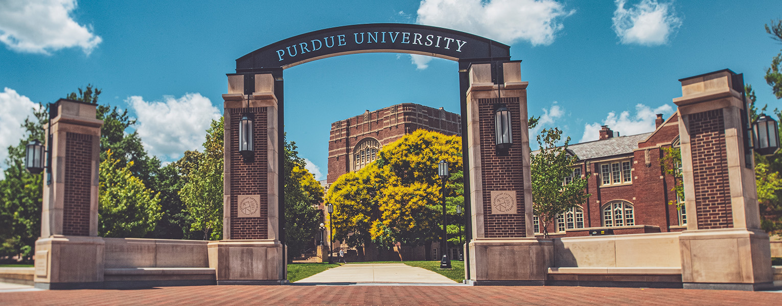Purdue gateway arch, near the Purdue Memorial Union.