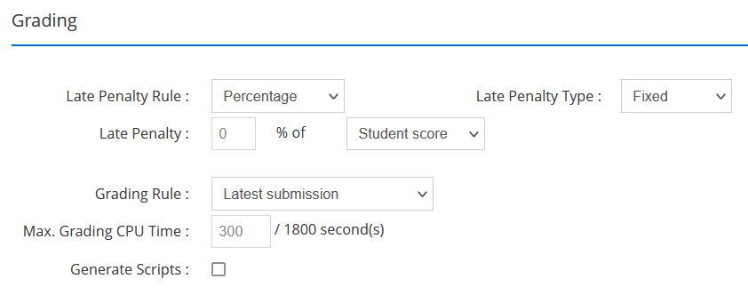 Vocareum grading options